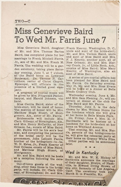 Baird-Farris marriage proposal