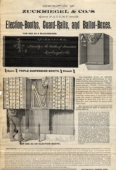 Patent for a election booths, guard rails, and ballot boxes 