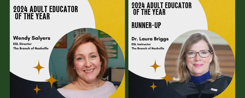 Wendy Salyers, 2024 Adult Educator of the Year; Dr. Laura Briggs, 2024 Runner-Up