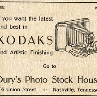 Ad for Dury's Photo Store