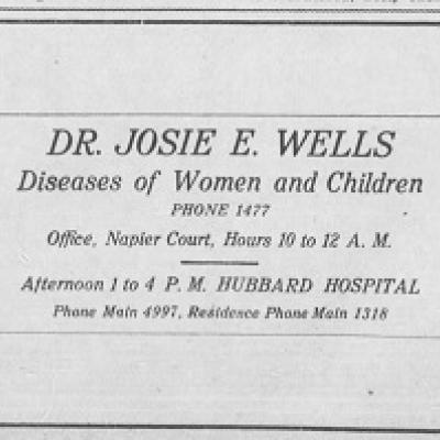 Ad from the Nashville Globe newspaper for Dr. Josie E. Wells