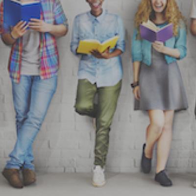 Five people reading books