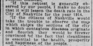 Nashville Banner clipping about clean-up dat in April, 1913